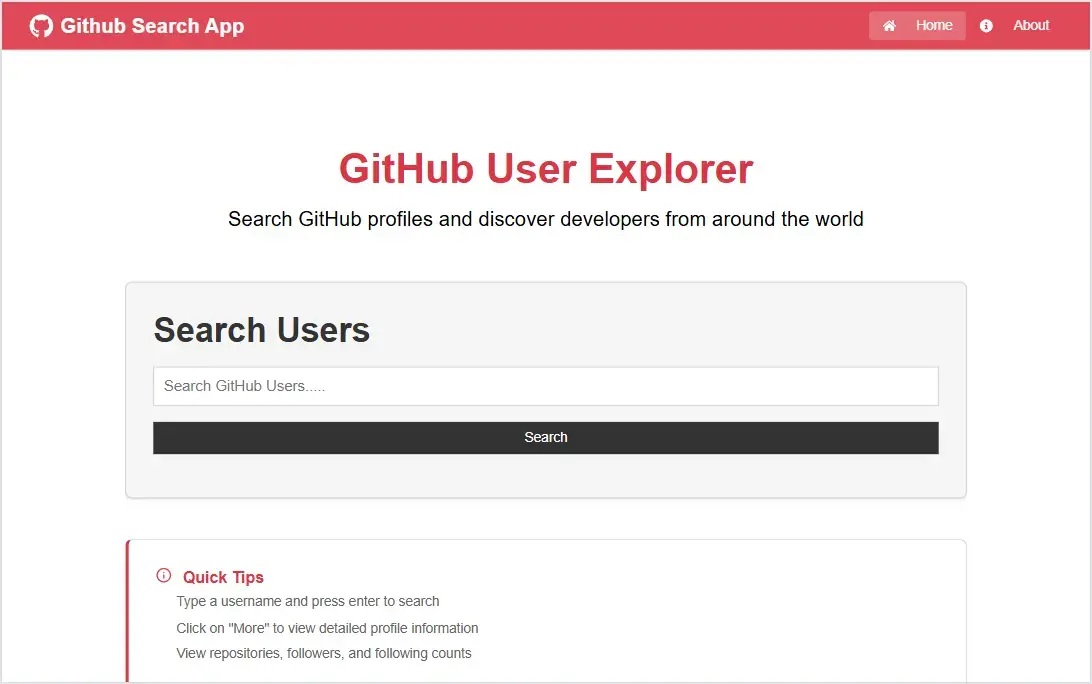 GitHub Search App - Web Application